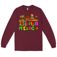 Burgundy viva mexico Long Sleeve Tee - AdoDesignShop