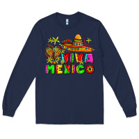 Navy viva mexico Long Sleeve Tee - AdoDesignShop