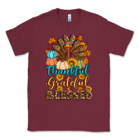 Burgundy thankful grateful blessed turkey Classic Tee - Artiststas