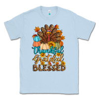 Dusty Blue thankful grateful blessed turkey Classic Tee - Artiststas