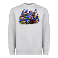 Heather Grey 4th of July gnomes with truck Heavyweight Sweatshirt - CowGirlArtShop