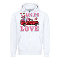 White loads of love truck Zipper Hoodie - BarkalooDesign