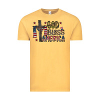Vintage Mustard god bless america Vintage Tee - CowhideDigitalArt
