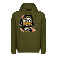 Army Green black woman silhouette Premium Hoodie - Artiststas