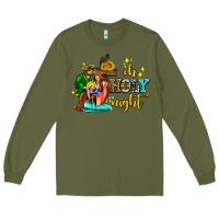 Army Green oh holy night with sunflower and cross Long Sleeve Tee - AdoDesignShop