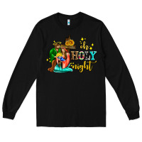 Black oh holy night with sunflower and cross Long Sleeve Tee - AdoDesignShop