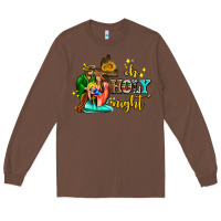 Chestnut oh holy night with sunflower and cross Long Sleeve Tee - AdoDesignShop