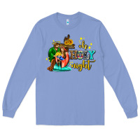 Colony Blue oh holy night with sunflower and cross Long Sleeve Tee - AdoDesignShop