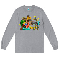 Heather Grey oh holy night with sunflower and cross Long Sleeve Tee - AdoDesignShop