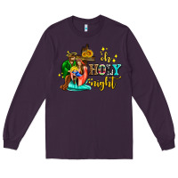 Plum oh holy night with sunflower and cross Long Sleeve Tee - AdoDesignShop