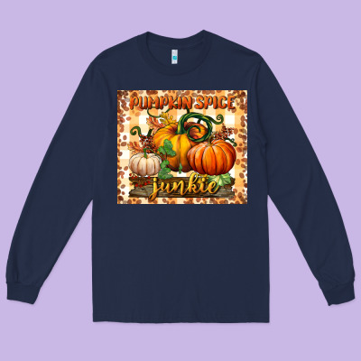 Pumpkin Spice Junkie Tumbler Long Sleeve Tee Designed By Bundleandbundleshop