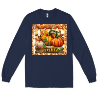 Navy pumpkin spice junkie tumbler Long Sleeve Tee - BundleAndBundleShop