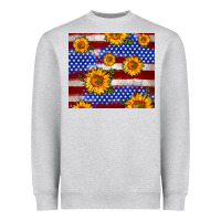 Heather Grey 4th of July USA flag sunflower 20oz tumbler Heavyweight Sweatshirt - Neo Western