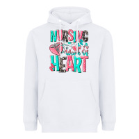 White nursing is a work of heart Heavyweight Hoodie - NancyCooperArtShop