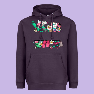 Custom Name Nurse Heavyweight Hoodie Designed By Nancycooperartshop