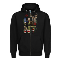 Black Deer Hunting Usa Flag Zipper Hoodie - LillyAllenDesigns