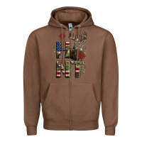 Chestnut Deer Hunting Usa Flag Zipper Hoodie - LillyAllenDesigns