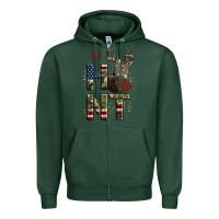 Sports Green Deer Hunting Usa Flag Zipper Hoodie - LillyAllenDesigns