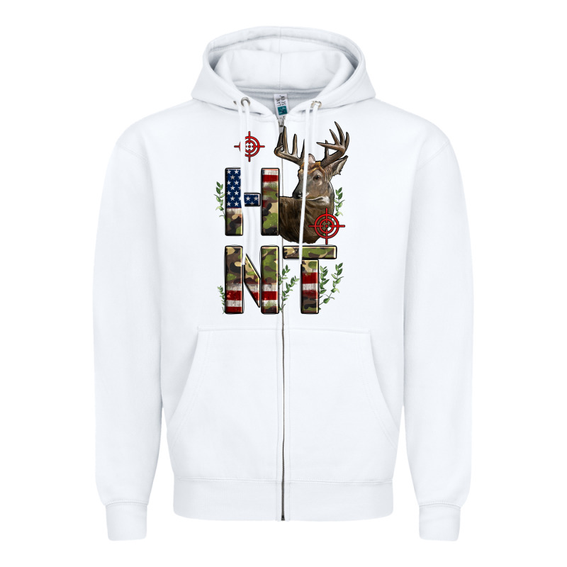 Deer Hunting Usa Flag Zipper Hoodie by LillyAllenDesigns | Teevron