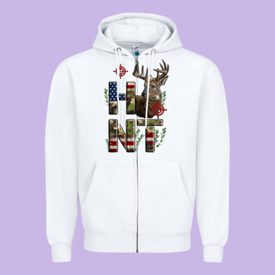 Deer Hunting Usa Flag Zipper Hoodie Designed By Lillyallendesigns