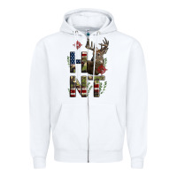 White Deer Hunting Usa Flag Zipper Hoodie - LillyAllenDesigns