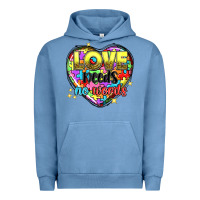 Pigment Pebble Blue love needs no words Urban Hoodie - NancyCooperArtShop
