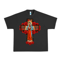 Pigment Black lady of guadalupe rose cross, Urban Heavy Tee - BarkalooDesign