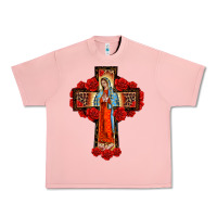 Salmon lady of guadalupe rose cross, Urban Heavy Tee - BarkalooDesign