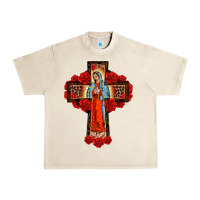 Sandshell lady of guadalupe rose cross, Urban Heavy Tee - BarkalooDesign
