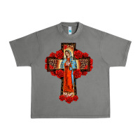 Tornado lady of guadalupe rose cross, Urban Heavy Tee - BarkalooDesign