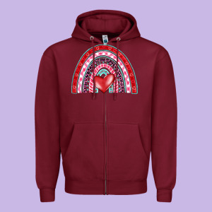 Valentine's Day Rainbow Zipper Hoodie Designed By Barkaloodesign