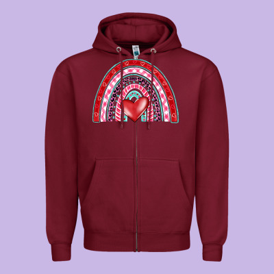 Valentine's Day Rainbow Zipper Hoodie Designed By Barkaloodesign