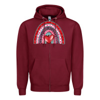 Burgundy valentine's day rainbow Zipper Hoodie - BarkalooDesign