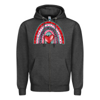 Charcoal Heather valentine's day rainbow Zipper Hoodie - BarkalooDesign