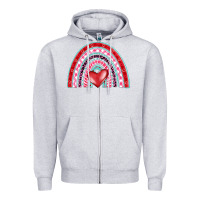 Heather Grey valentine's day rainbow Zipper Hoodie - BarkalooDesign