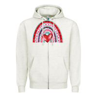 Oatmeal Heather valentine's day rainbow Zipper Hoodie - BarkalooDesign