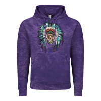 Cloud Purple indian headdress with native american skull Vintage Hoodie - RanaPortraitStore