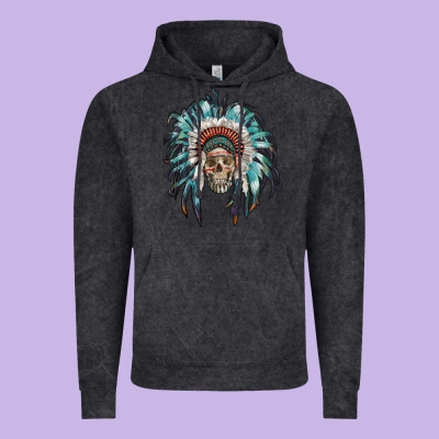 Indian Headdress With Native American Skull Vintage Hoodie Designed By Ranaportraitstore