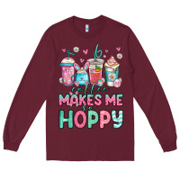 Burgundy easter coffee makes me so hoppy Long Sleeve Tee - Jasminsmagicworld