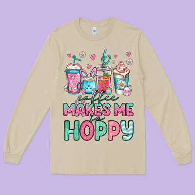 Easter Coffee Makes Me So Hoppy Long Sleeve Tee Designed By Jasminsmagicworld