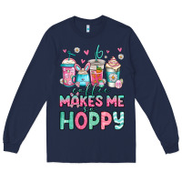 Navy easter coffee makes me so hoppy Long Sleeve Tee - Jasminsmagicworld