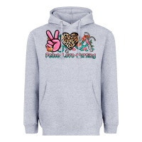 Heather Grey peace love nursing Heavyweight Hoodie - NancyCooperArtShop