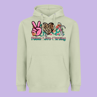 Peace Love Nursing Heavyweight Hoodie Designed By Nancycooperartshop