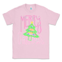 Bubblegum Pink Merry Neon Christmas Classic Tee - CowhideDigitalArt