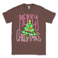 Chestnut Merry Neon Christmas Classic Tee - CowhideDigitalArt