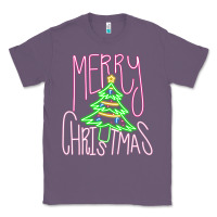 Lavender Merry Neon Christmas Classic Tee - CowhideDigitalArt