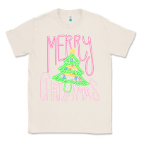Natural Merry Neon Christmas Classic Tee - CowhideDigitalArt