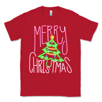 Red Merry Neon Christmas Classic Tee - CowhideDigitalArt
