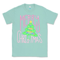 Seafoam Merry Neon Christmas Classic Tee - CowhideDigitalArt