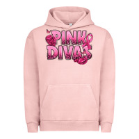 Pigment Salmon Pink Divas Breast Cancer Urban Hoodie - NancyCooperArtShop